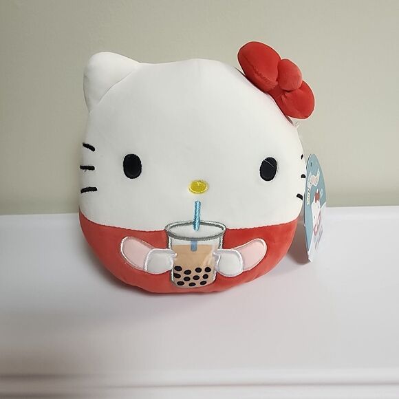 Squishmallows Sanrio Hello Kitty Boba Bobba Drink Bubble Tea 6.5 Inch Plush NWT - Picture 1 of 13